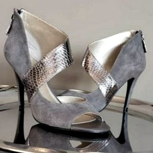 NEW Graphite Suede & Metallic Snake Print Pumps